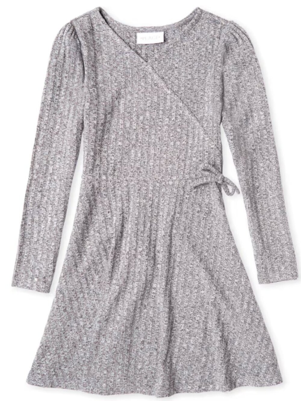 Childrens Place | Gray Girls Lightweight Sweater Knit Faux Wrap Dress | Size 7/8